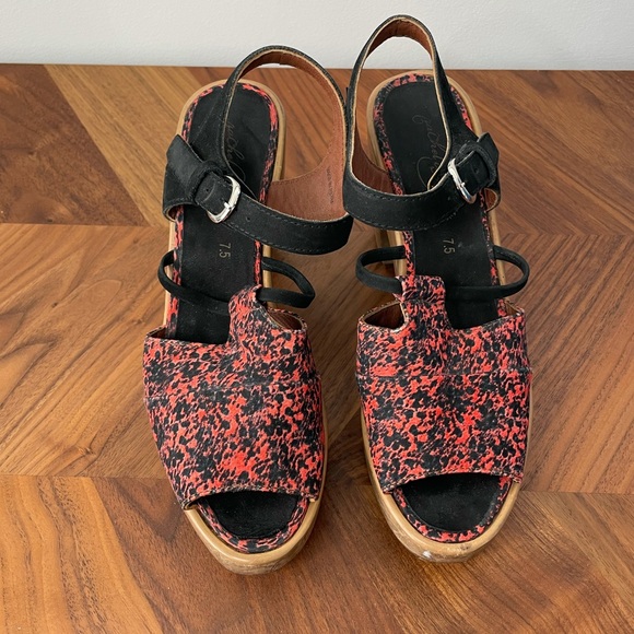 Rachel Comey platform heel clog sandals size 7.5 red and black - Picture 2 of 5